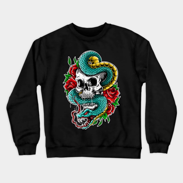 Skull vs Snake Crewneck Sweatshirt by NIKO ARTWORKZ